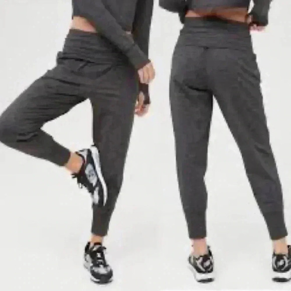 🆕Offline by Aerie Green Black Spacedye High Waist Fold Over Jogger Size XS - Picture 2 of 3